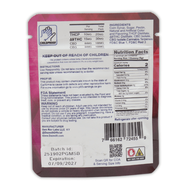 Strawberry Cough Live Rosin Gummies 386mg THCp HHC CBD - sold by Green Treez Company