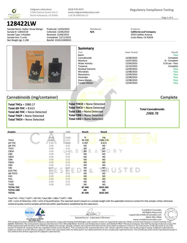 Strawberry Mango Uplift Hybar Disposable 3.2g THCa - sold by Green Treez Company