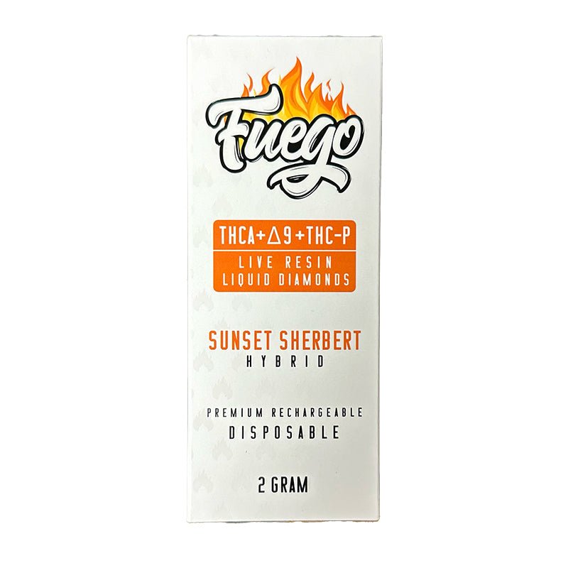 Fuego Sunset Sherbert Live Resin Disposable | 2 gram | THCa THCp Green Treez Company Fuego Sunset Sherbert Live Resin Disposable | 2 gram | THCa THCp Green Treez Company