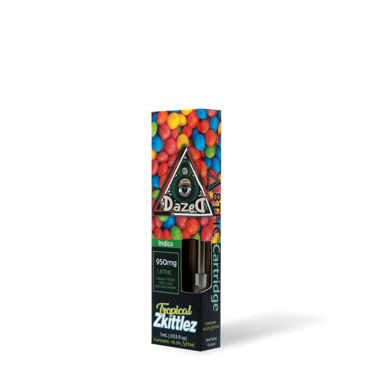 Dazed8 Tropical Zkittlez Cartridge | 1 gram | Delta 8 – Green Dazed8 Tropical Zkittlez Cartridge | 1 gram | Delta 8 – Green