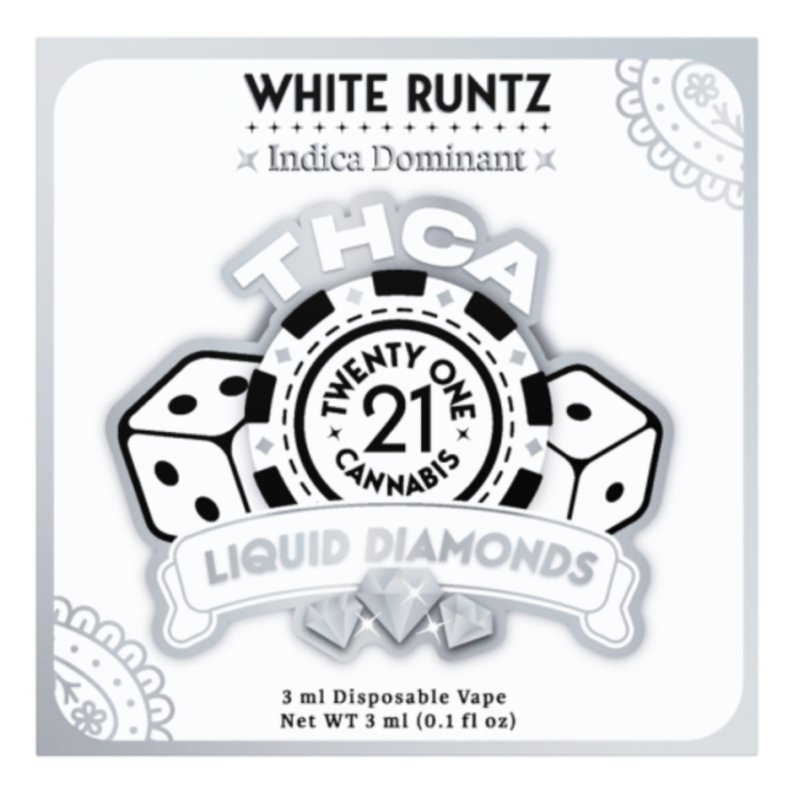 white diamond cbd vape juice Twenty One White Runtz Disposable | 3 grams