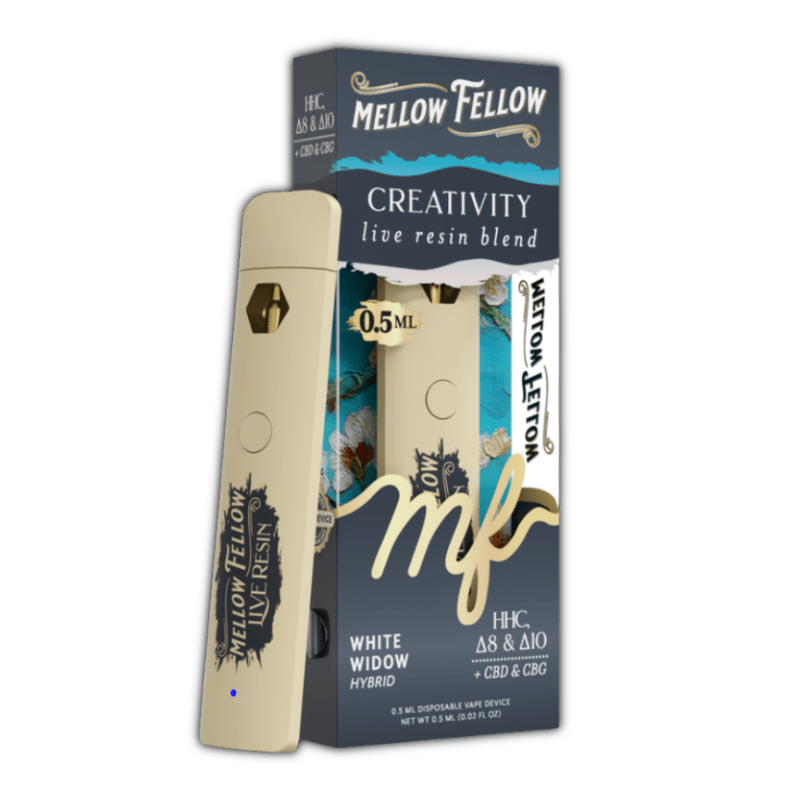 Mellow Fellow White Widow Creativity Blend Vape | .5g | Delta 8 10 THC Green Treez Company Mellow Fellow White Widow Creativity Blend Vape | .5g | Delta 8 10 THC Green Treez Company