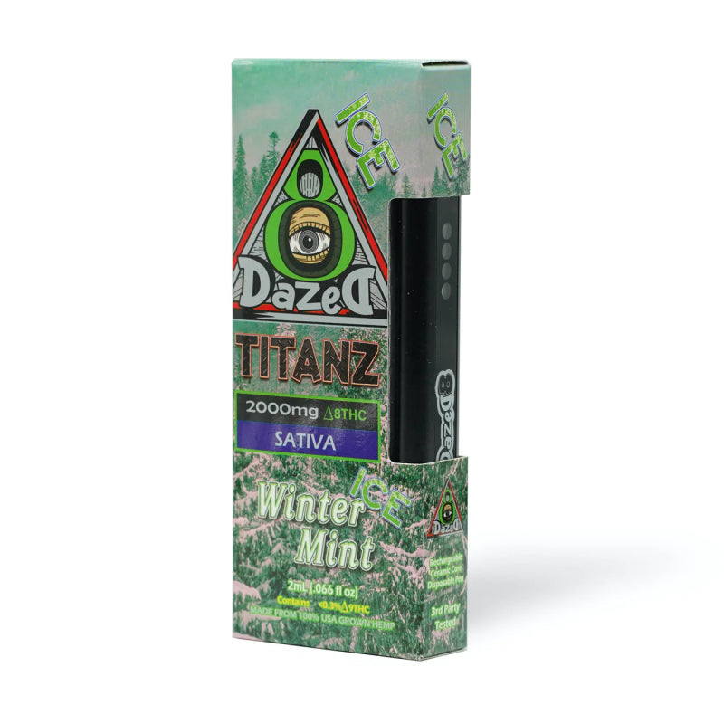Dazed8 Winter Mint Ice Titanz Disposable | 2 grams | Delta 8 THC Green Treez Company Dazed8 Winter Mint Ice Titanz Disposable | 2 grams | Delta 8 THC Green Treez Company